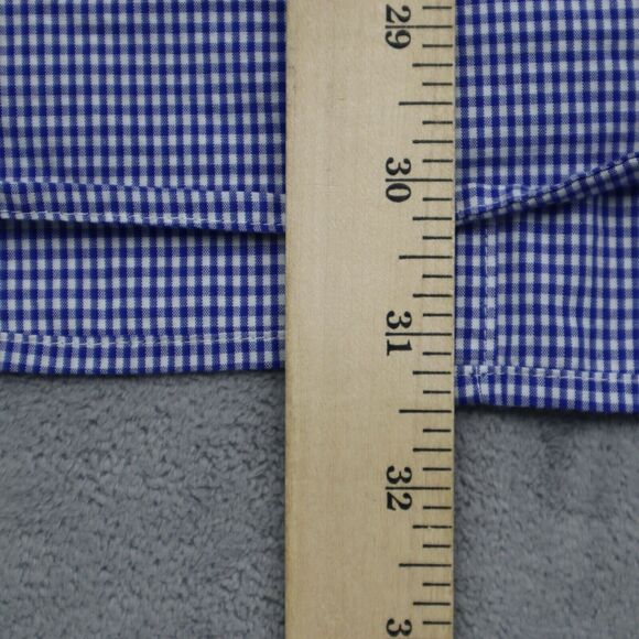 Roundtree Yorke Shirt Mens L Blue Checkered Button Down Long Sleeve Collared Top - Picture 7 of 16
